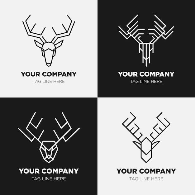 Deer logo icon template collection set design generic line style