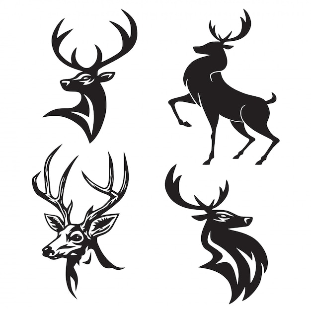 Deer Logo Set Premium Design Vector