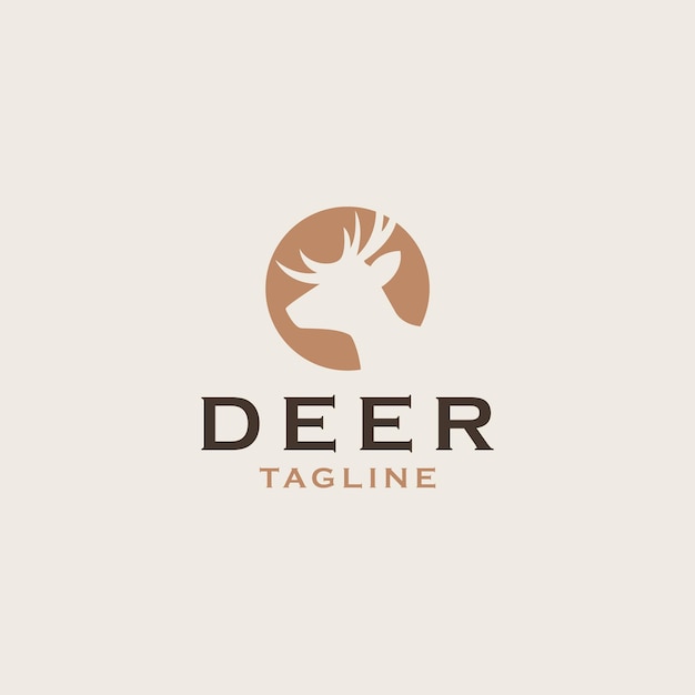 Deer Logo Template Negative space logo design Vector sign icon logotype