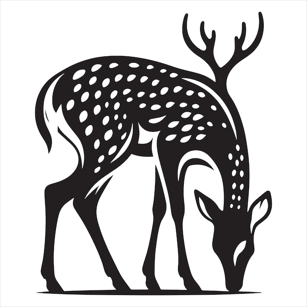 Deer Minimalist and Flat Logo Dear Black and White Deer Icon Vector illustration free