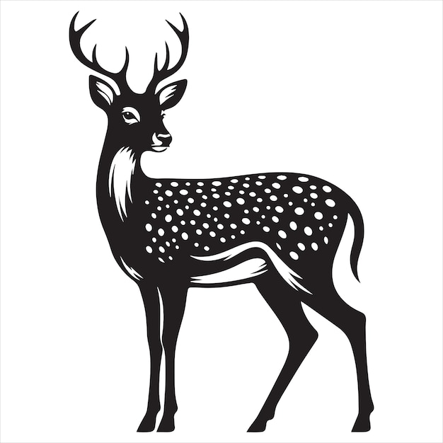 Deer Minimalist and Flat Logo Dear Black and White Deer Icon Vector illustration free