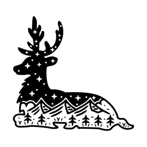 deer monoline vntage outdoor badge design