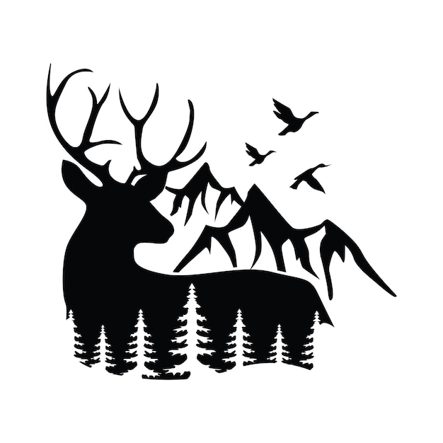 Deer mountain logo silhouette Deer hunting logo Hunting season hunting shirt design