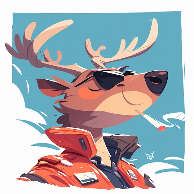 A deer pilot cartoon style