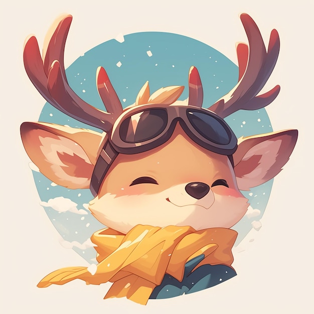 A deer pilot cartoon style