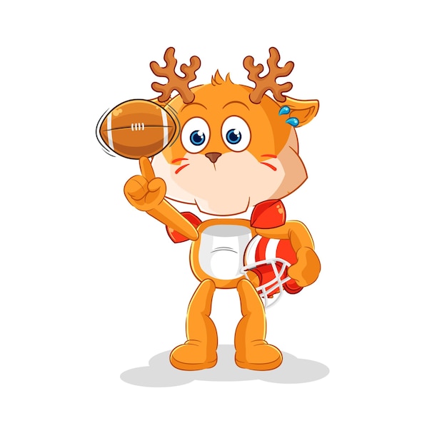 Deer playing rugby character cartoon mascot vector