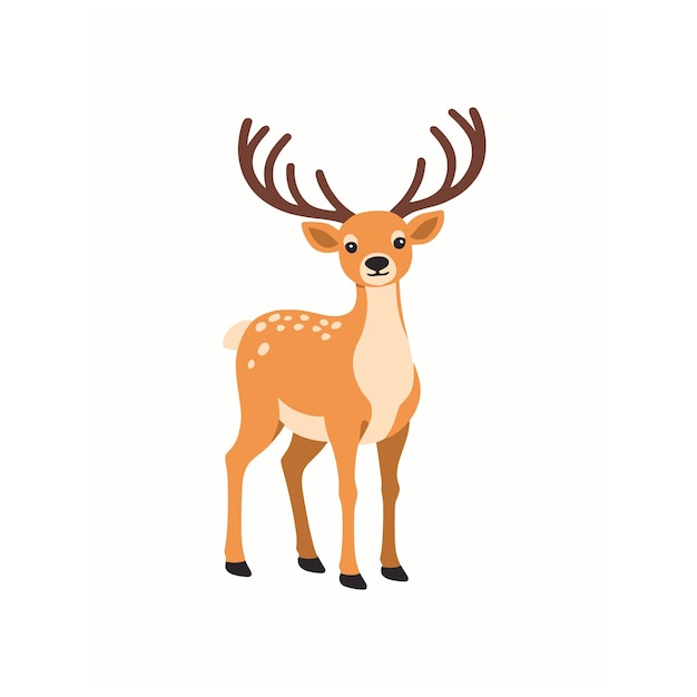 Deer raindeer Flat vector illustration Isolated on white background