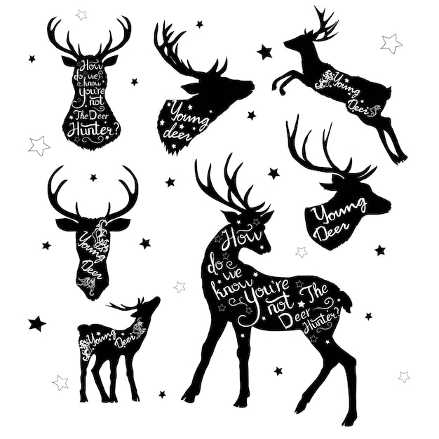 Deer silhouette vector illustration animal black nature