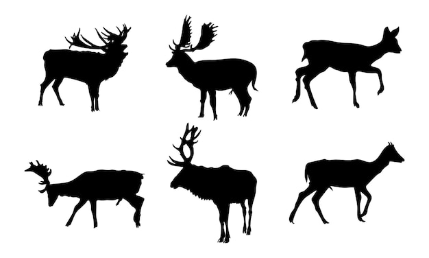 Deer silhouette vector set Premium Vector