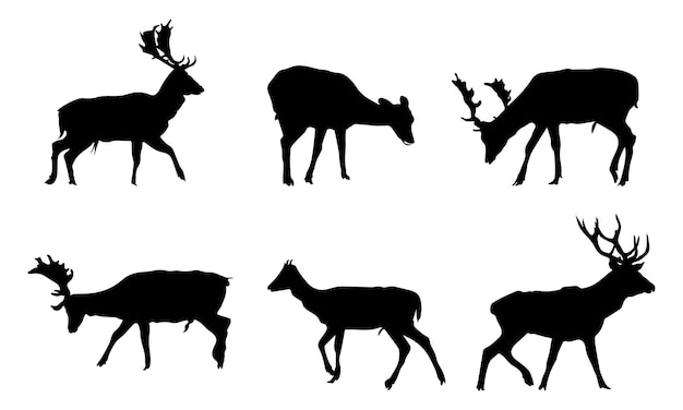 Deer silhouette vector set Premium Vector