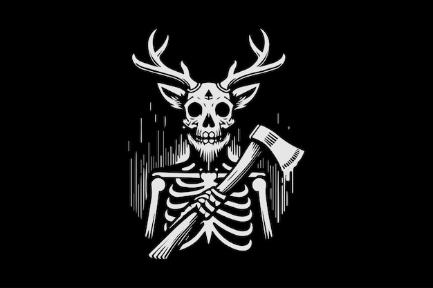 deer skeleton illustration graphic design vector templates