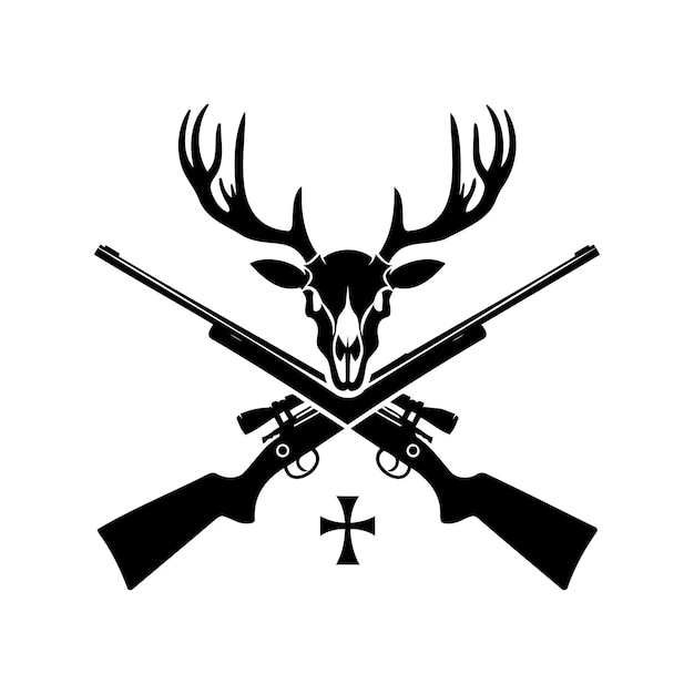 Deer skull logo with hunting elements illustrations