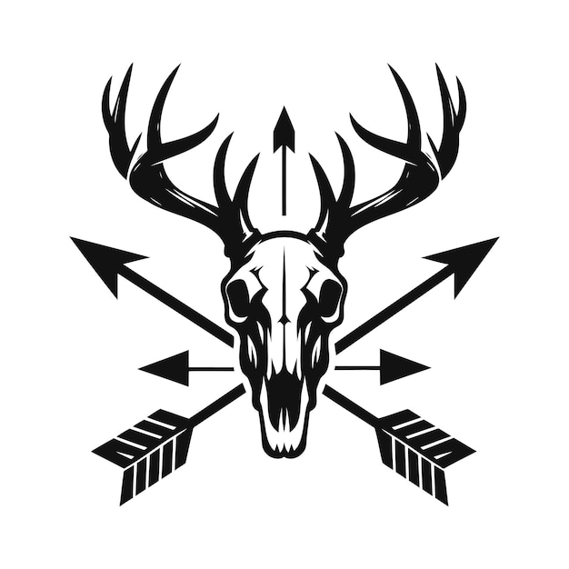 Deer skull logo with hunting elements illustrations