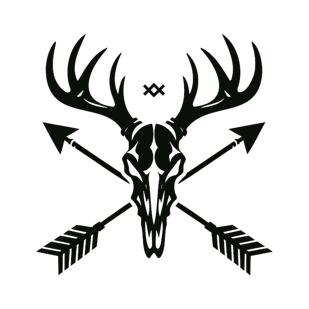 Deer skull logo with hunting elements illustrations