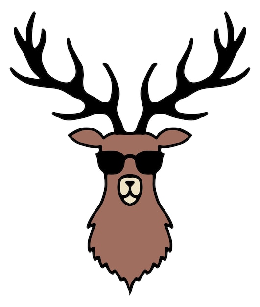 Deer in sunglasses Funny animal head icon