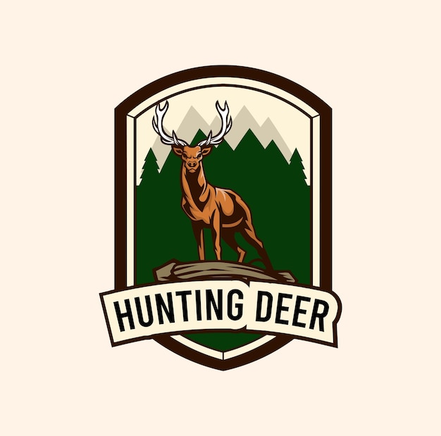 Deer vector illustration with adventure badge logo