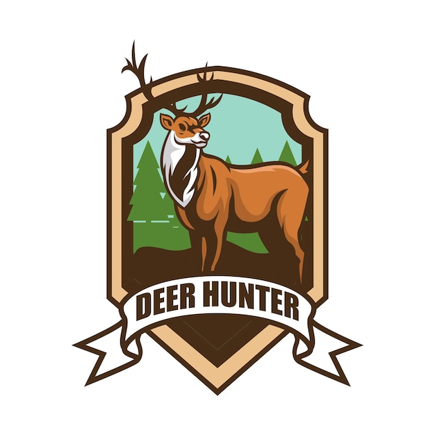 Deer vector illustration with hunter badge logo