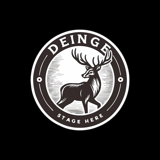 deer vintage logo black white