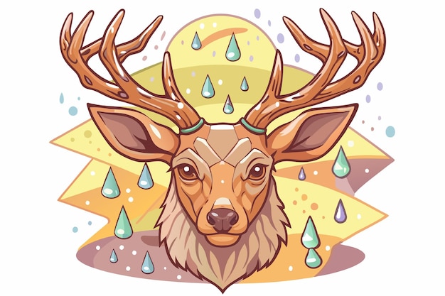 Vector a deer with antlers on its head is shown in a drawing