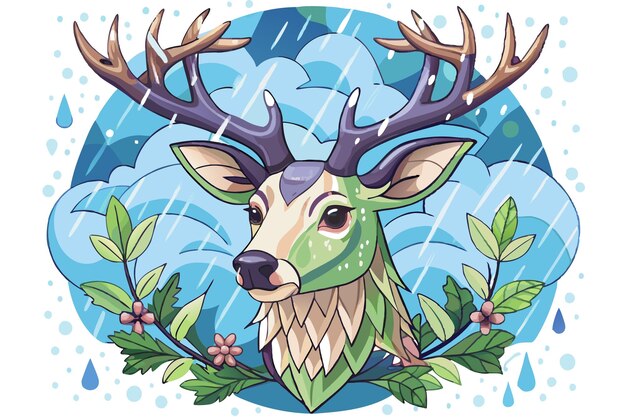 Vector a deer with antlers on its head is shown in a picture