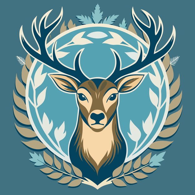 Vector a deer with antlers and a wreath on it