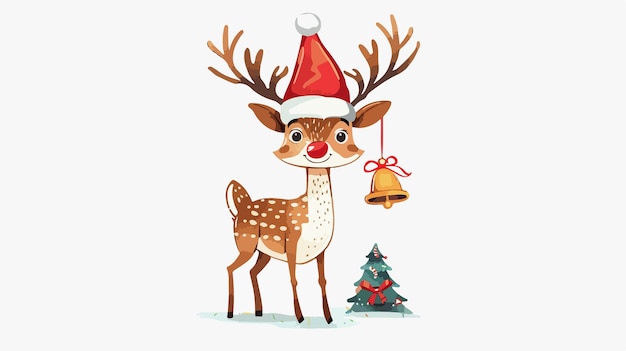 Vector a deer with a bell on his head