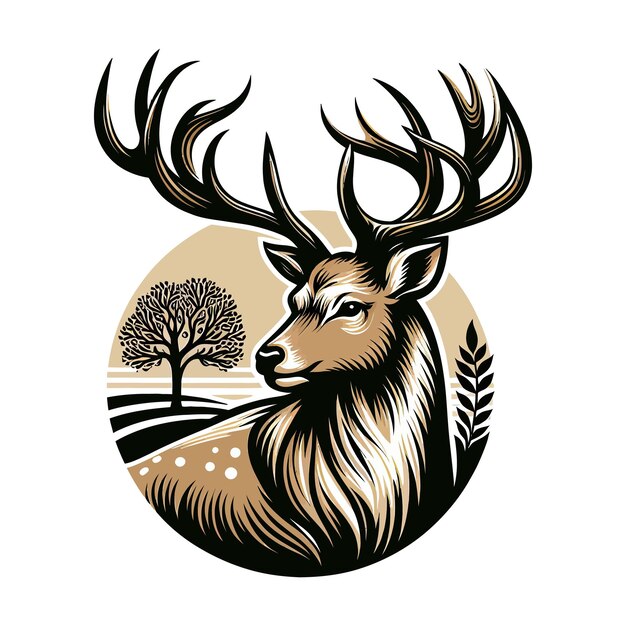 a deer with big horn vector illustration isolated on a transparent background