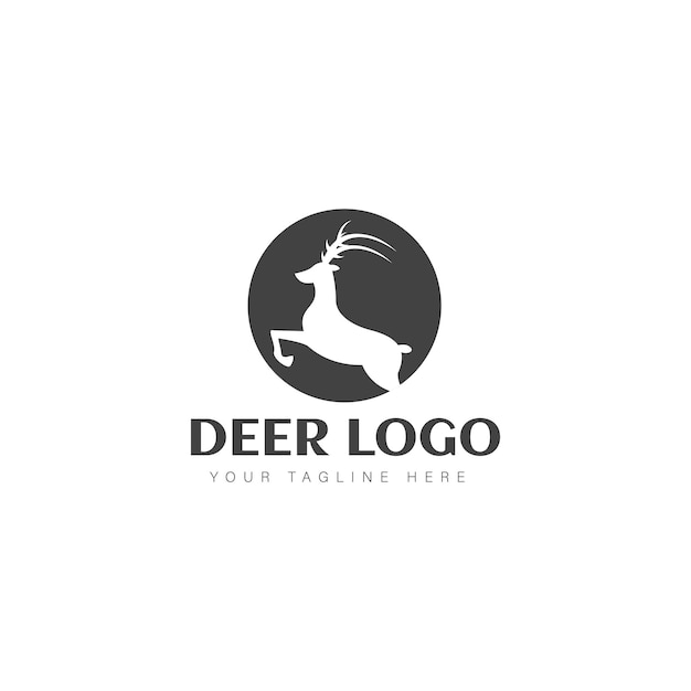 Deer with circle isolated logo design illustration icon