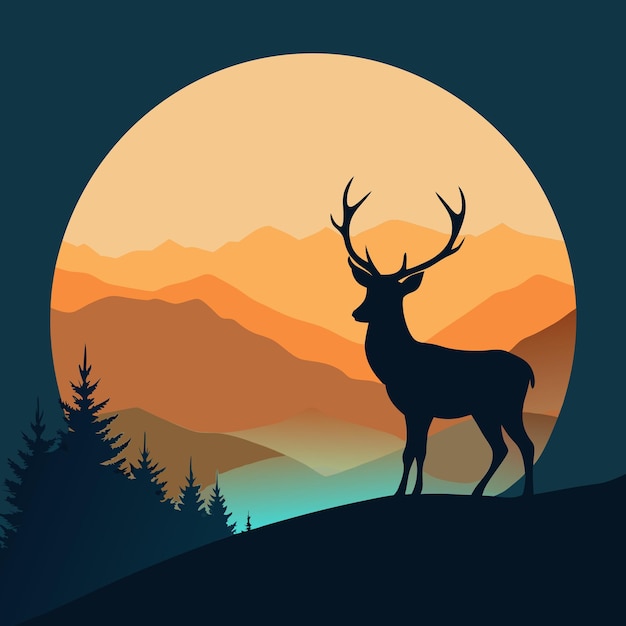 a deer with a full moon behind it and a full moon behind it