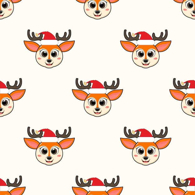 Deer with Hat Christmas Pattern Design Template