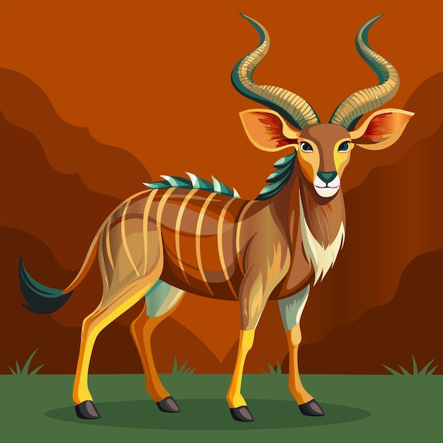 Vector a deer with horns has a brown background with a brown background