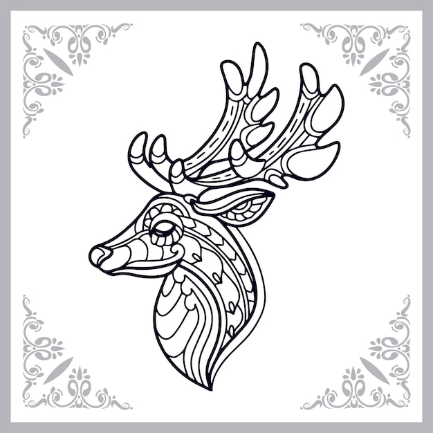 Deer zentangle arts isolated on white background