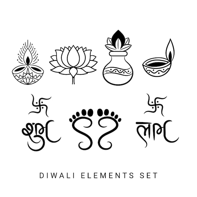 Deewali festival decorative symbol collection