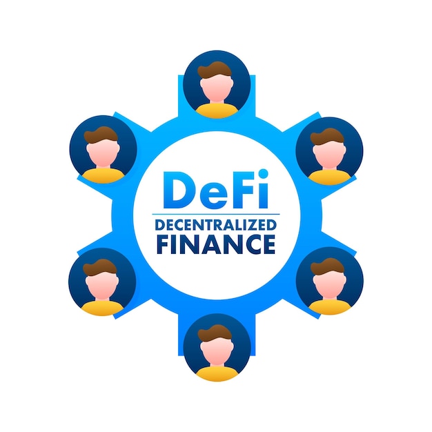 DeFi Decentralized Finance Financial technology blockchain Digital wallet Vector stock illustration