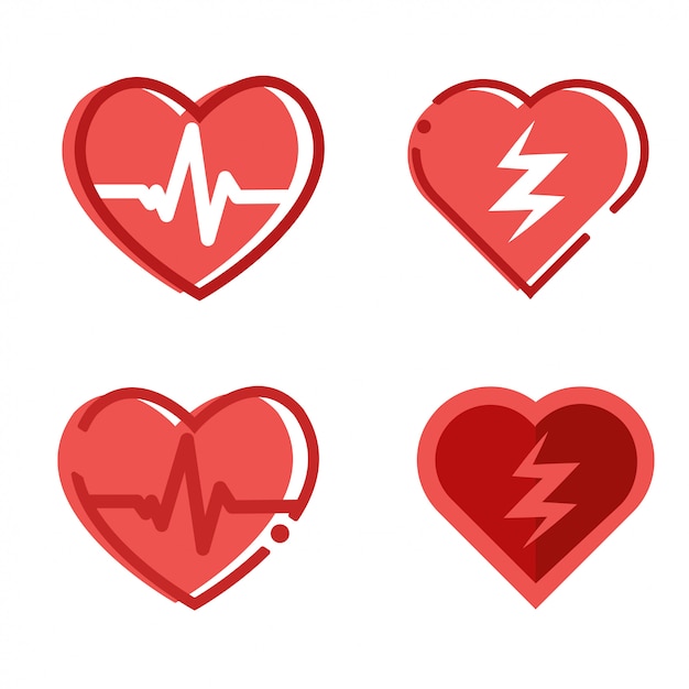 Defibrillator icons set