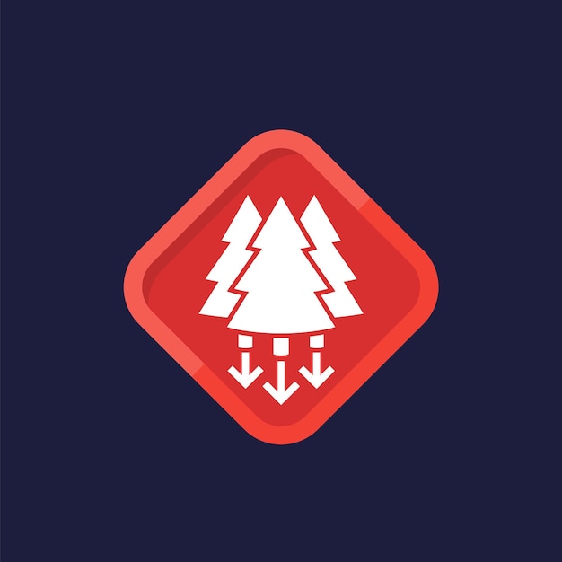 Deforestation vector icon reduction in forest area