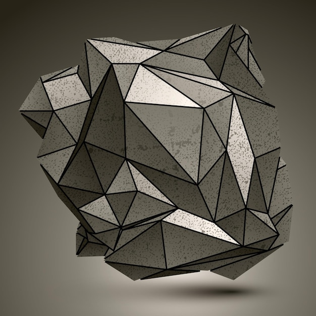 Deformed complicated metallic 3d abstract object grayscale asymmetric complex element