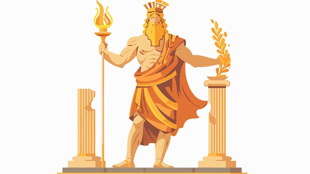 Vector deity with a torch and the words god of vector art illustration