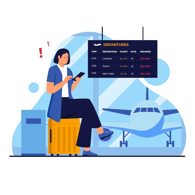 Delayed flight illustration design concept