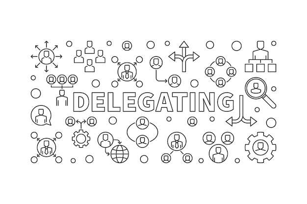 Delegating horizontal minimal illustration vector banner