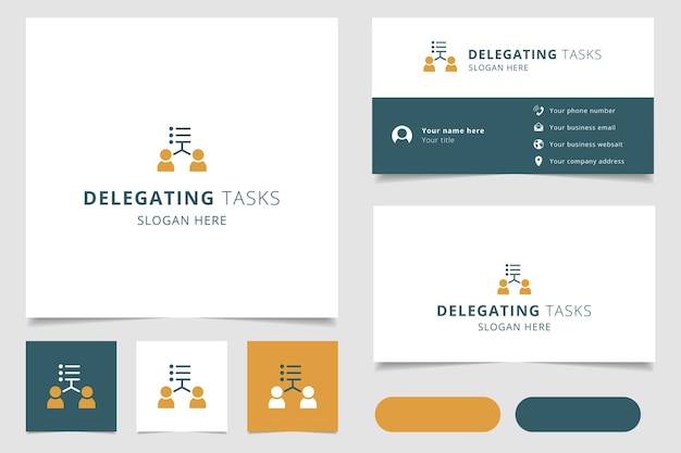 Delegating tasks logo design with editable slogan branding