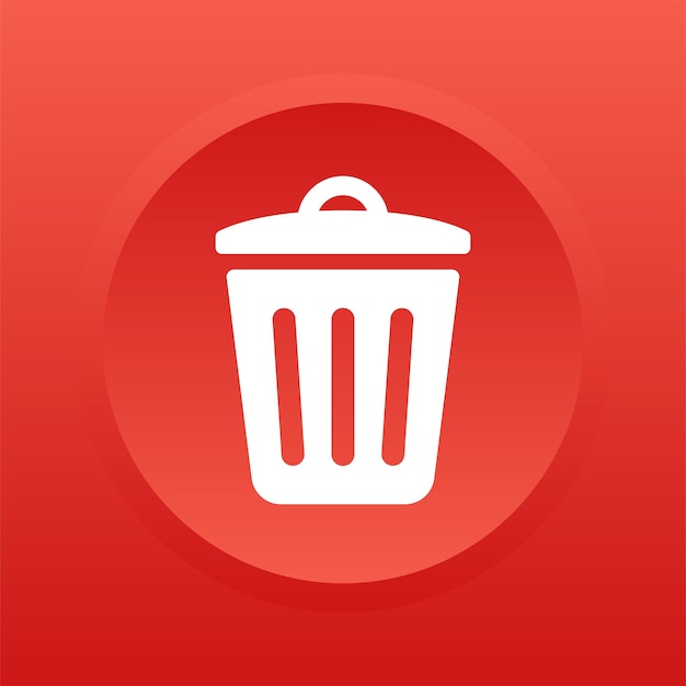 Delete icon red button. Trash can symbol illustration.