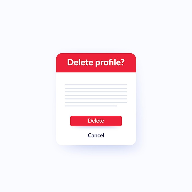 Delete profile form vector design