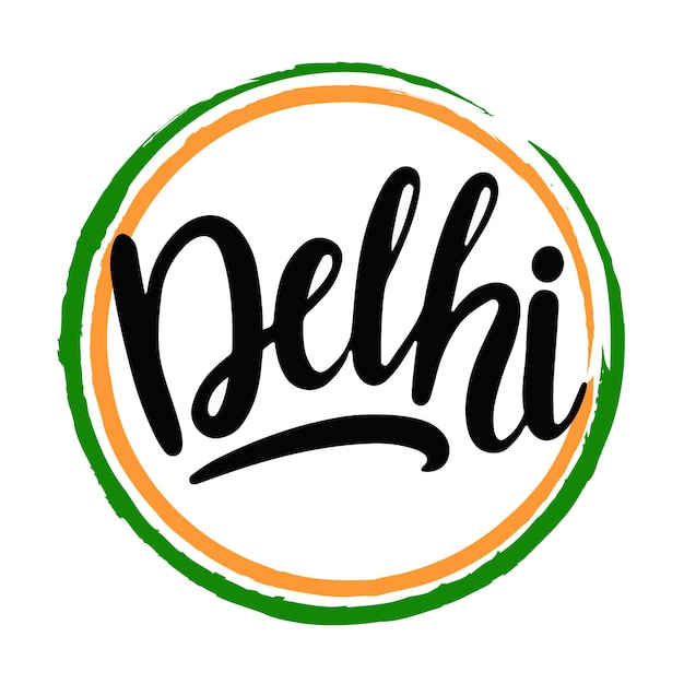 Delhi logo handwritten lettering lotus temple city symbol stylish lettering invitation to travel