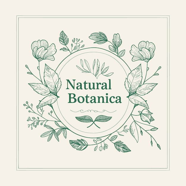 Vector delicate botanical line art a hand drawn floral emblem logo named natural botanica to attract