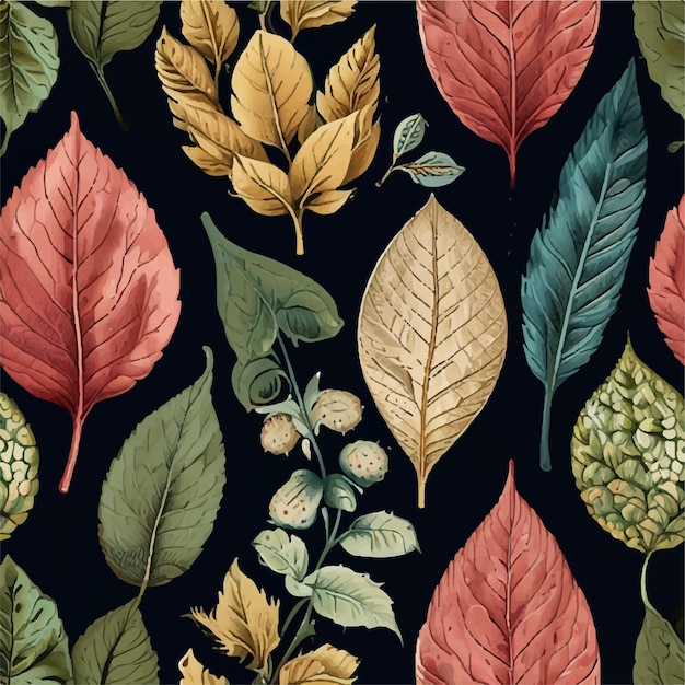 Delicate and charming leaf patterns botanical prints illustration