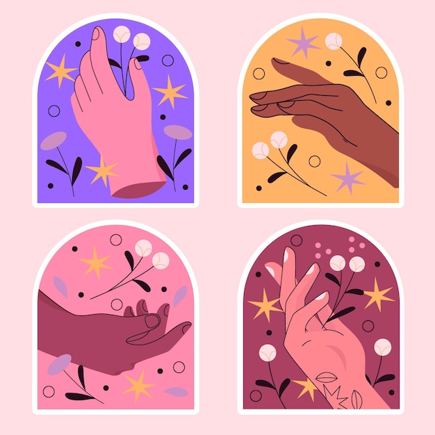 Delicate hands illustration stickers