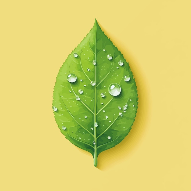 Delicate Leaf with Water Droplet Vector Icon vector illustration