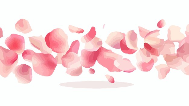 Vector delicate pink rose petals floating flat vector illustration