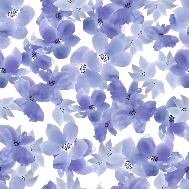 Delicate watercolor flowers vector seamless pattern